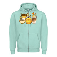 Seafoam Bee Honey Coffee Cups Zipper Hoodie - Artiststas