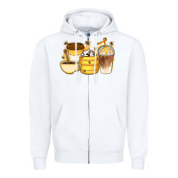 White Bee Honey Coffee Cups Zipper Hoodie - Artiststas