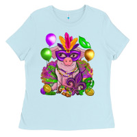Baby Blue Mardi Gras pig Ladies Tee - NancyCooperArtShop