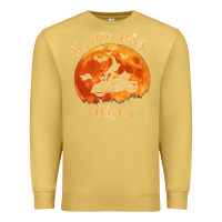 Antique Gold Halloween Witch On Motorcycle Cat & Moon Salem Witch Trials Premium Premium Sweatshirt - trangStudio