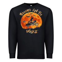 Black Halloween Witch On Motorcycle Cat & Moon Salem Witch Trials Premium Premium Sweatshirt - trangStudio