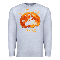 Heather Grey Halloween Witch On Motorcycle Cat & Moon Salem Witch Trials Premium Premium Sweatshirt - trangStudio