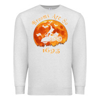 Oatmeal Heather Halloween Witch On Motorcycle Cat & Moon Salem Witch Trials Premium Premium Sweatshirt - trangStudio