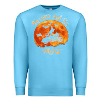 Ocean Blue Halloween Witch On Motorcycle Cat & Moon Salem Witch Trials Premium Premium Sweatshirt - trangStudio