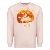 Pale Pink Halloween Witch On Motorcycle Cat & Moon Salem Witch Trials Premium Premium Sweatshirt - trangStudio