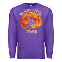 Purple Halloween Witch On Motorcycle Cat & Moon Salem Witch Trials Premium Premium Sweatshirt - trangStudio