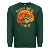 Sports Green Halloween Witch On Motorcycle Cat & Moon Salem Witch Trials Premium Premium Sweatshirt - trangStudio