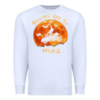 White Halloween Witch On Motorcycle Cat & Moon Salem Witch Trials Premium Premium Sweatshirt - trangStudio