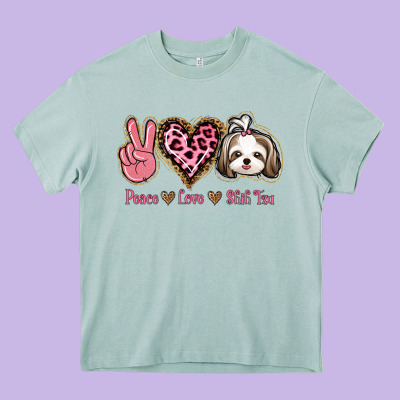 Peace Love Shih Tzu Heavy Core Tee Designed By Bettercallsaul