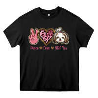Black Peace Love Shih Tzu Heavy Core Tee - Bettercallsaul