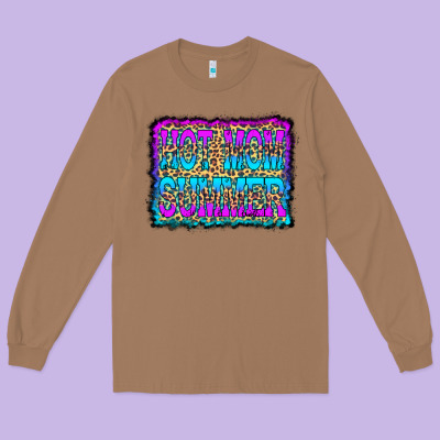 Hot Mom Summer Leopard Long Sleeve Tee Designed By Cowcowdesign