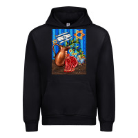 Black hanukkah table with oil pitcher Urban Hoodie - AdoDesignShop