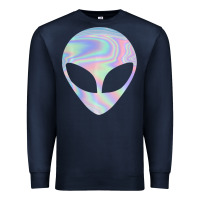 Navy Alien Head Colorful Laser Ufo Sighting Believe Area 51 Premium Sweatshirt - trangStudio