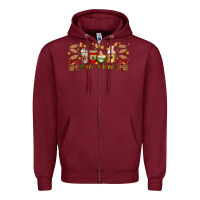 Burgundy Christmas coffee cups Zipper Hoodie - Artiststas