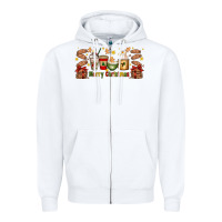 White Christmas coffee cups Zipper Hoodie - Artiststas