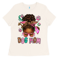 Bone Afro Messy Bun Dog Mom Ladies Tee - texasbilliewilder