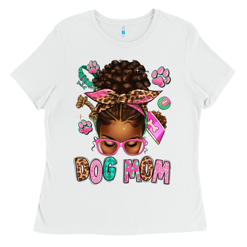 Afro Messy Bun Dog Mom Ladies Tee by texasbilliewilder | Teevron
