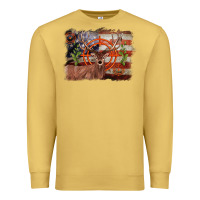 Antique Gold deer hunting target american flag  background Premium Sweatshirt - BarkalooDesign