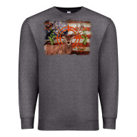 Charcoal Heather deer hunting target american flag  background Premium Sweatshirt - BarkalooDesign