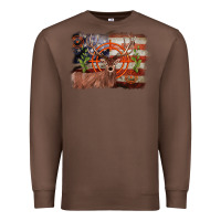 Chestnut deer hunting target american flag  background Premium Sweatshirt - BarkalooDesign