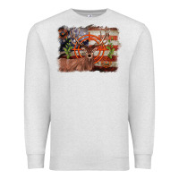 Oatmeal Heather deer hunting target american flag  background Premium Sweatshirt - BarkalooDesign