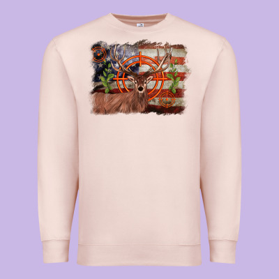 Deer Hunting Target American Flag  Background Premium Sweatshirt Designed By Barkaloodesign