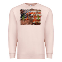 Pale Pink deer hunting target american flag  background Premium Sweatshirt - BarkalooDesign