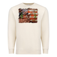 Sandshell deer hunting target american flag  background Premium Sweatshirt - BarkalooDesign