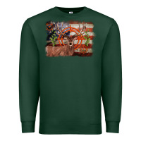 Sports Green deer hunting target american flag  background Premium Sweatshirt - BarkalooDesign