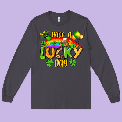 St. Patrick's Have A Lucky Day Long Sleeve Tee Designed By Oliviacreatesart