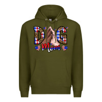 Army Green America Dog Mama Premium Hoodie - CowhideDigitalArt