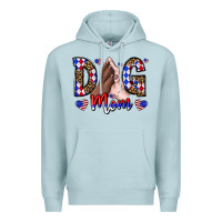 Blue Mist America Dog Mama Premium Hoodie - CowhideDigitalArt