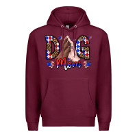 Burgundy America Dog Mama Premium Hoodie - CowhideDigitalArt