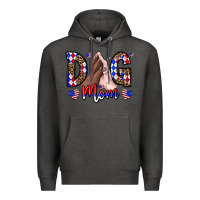 Charcoal Heather America Dog Mama Premium Hoodie - CowhideDigitalArt
