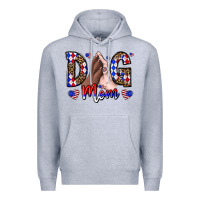 Heather Grey America Dog Mama Premium Hoodie - CowhideDigitalArt