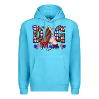 Ocean Blue America Dog Mama Premium Hoodie - CowhideDigitalArt