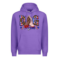 Purple America Dog Mama Premium Hoodie - CowhideDigitalArt