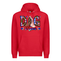 Red America Dog Mama Premium Hoodie - CowhideDigitalArt