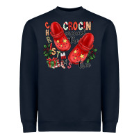 Navy christmas crocin around the tree Heavyweight Sweatshirt - CowhideDigitalArt