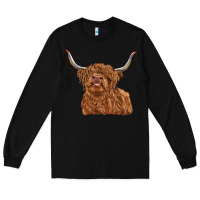 Black highland cow Long Sleeve Tee - RanaPortraitStore