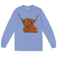 Colony Blue highland cow Long Sleeve Tee - RanaPortraitStore