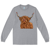 Heather Grey highland cow Long Sleeve Tee - RanaPortraitStore