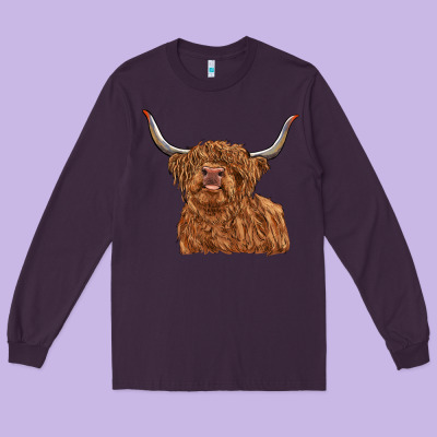 Highland Cow Long Sleeve Tee Designed By Ranaportraitstore