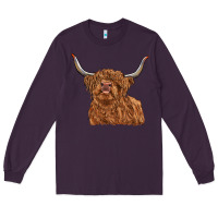 Plum highland cow Long Sleeve Tee - RanaPortraitStore