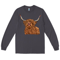 Smoke highland cow Long Sleeve Tee - RanaPortraitStore