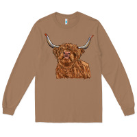 Toasted Coconut highland cow Long Sleeve Tee - RanaPortraitStore