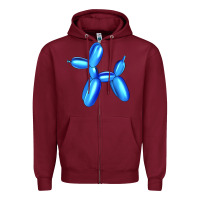 Burgundy Blue Dog Balloon Zipper Hoodie - Artiststas