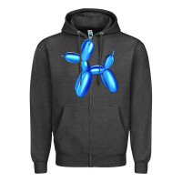 Charcoal Heather Blue Dog Balloon Zipper Hoodie - Artiststas