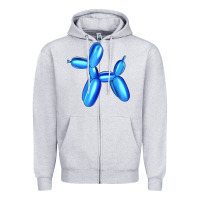 Heather Grey Blue Dog Balloon Zipper Hoodie - Artiststas