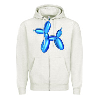 Oatmeal Heather Blue Dog Balloon Zipper Hoodie - Artiststas